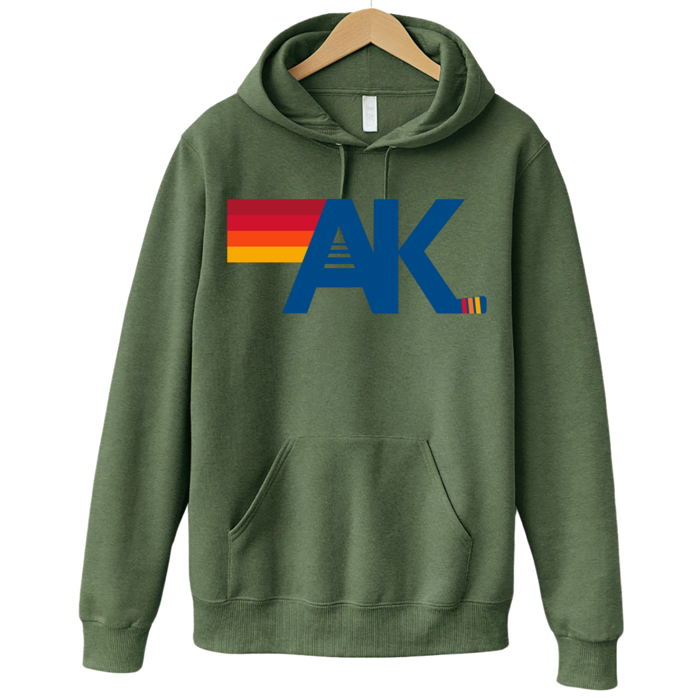 AK Hockey Nation Hoodie Adult Large Print Race Army Green