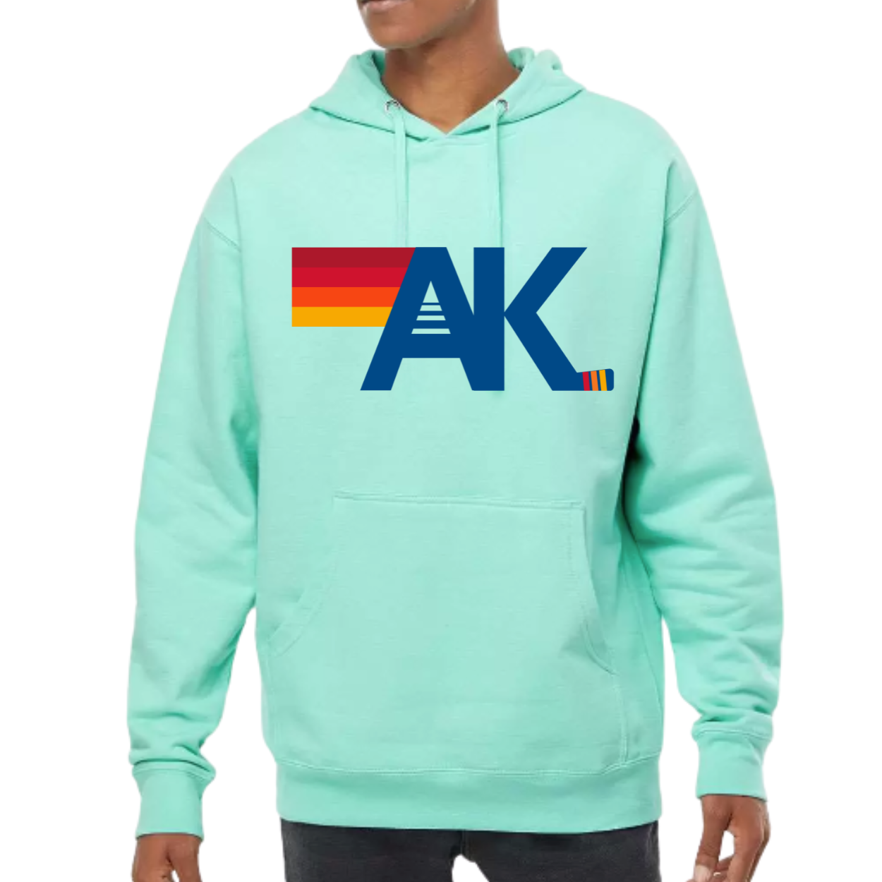 AK Hockey Luxe Hoodie Adult Large Front Print Mint