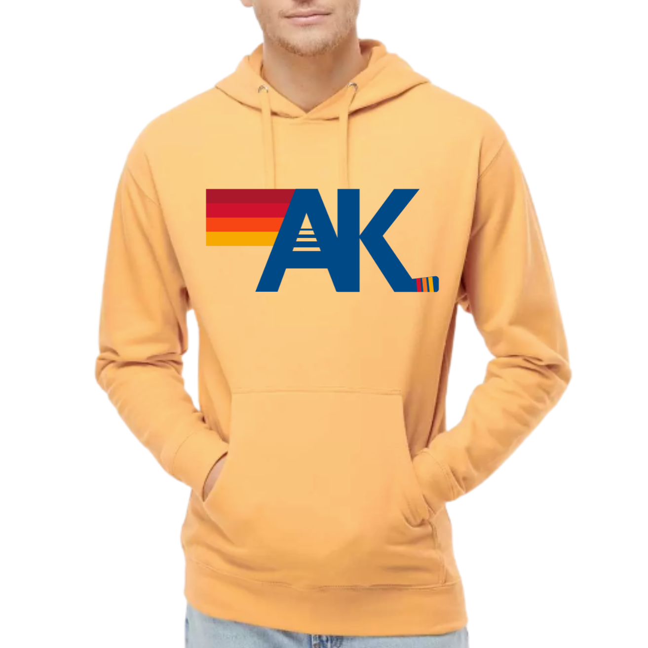 AK Hockey Luxe Hoodie Adult Tangerine Printed One Side