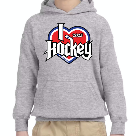 I Heart Hockey Basic Hoodie 2025 Youth Sport Gray