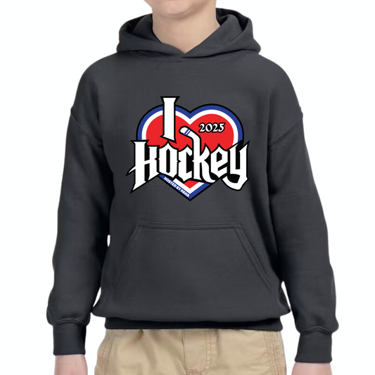 I Heart Hockey Basic Hoodie 2025 Youth Dark Gray