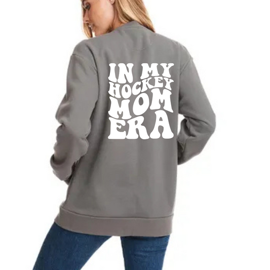 Hockey mom Eras Oversized Crewneck Adult Gray