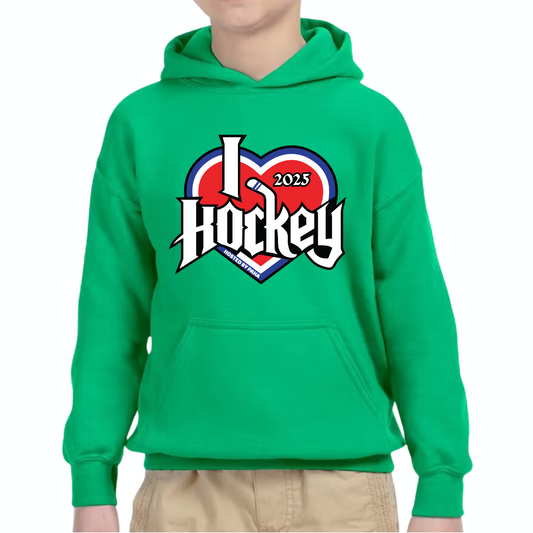 I Heart Hockey Basic Hoodie 2025 Youth Irish Green