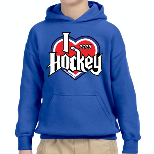 I Heart Hockey Basic Hoodie 2025 Youth Blue