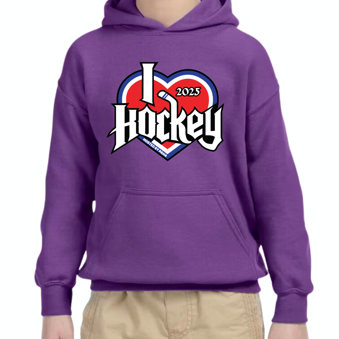 I Heart Hockey Basic Hoodie 2025 Youth Purple