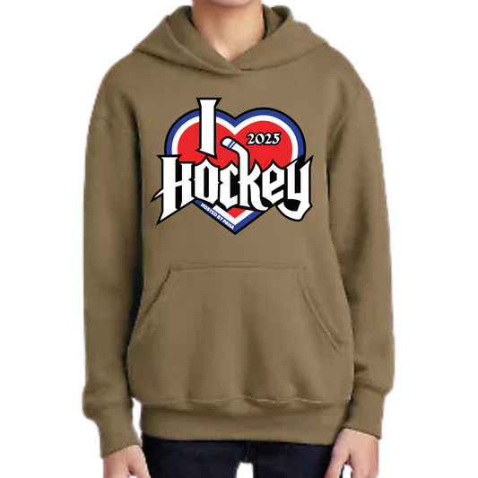 I Heart Hockey Basic Hoodie 2025 Youth Khaki