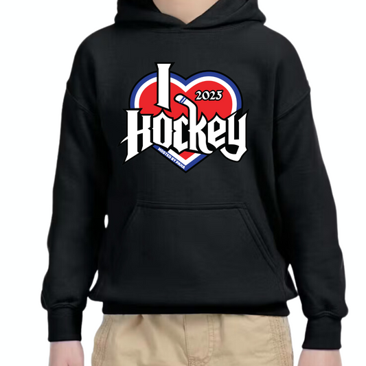 I Heart Hockey Basic Hoodie 2025 Youth Black