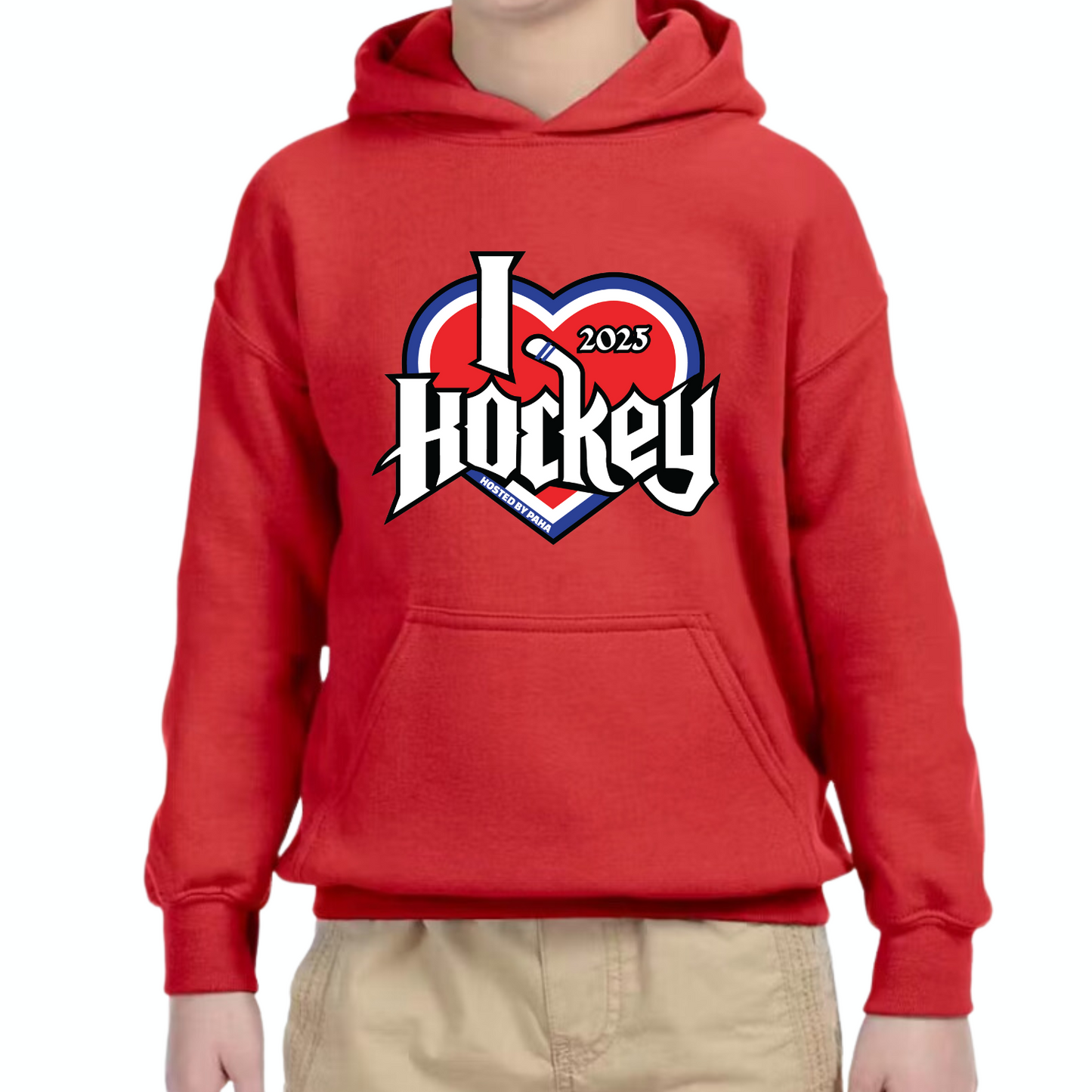 I Heart Hockey Basic Hoodie 2025 Youth Red