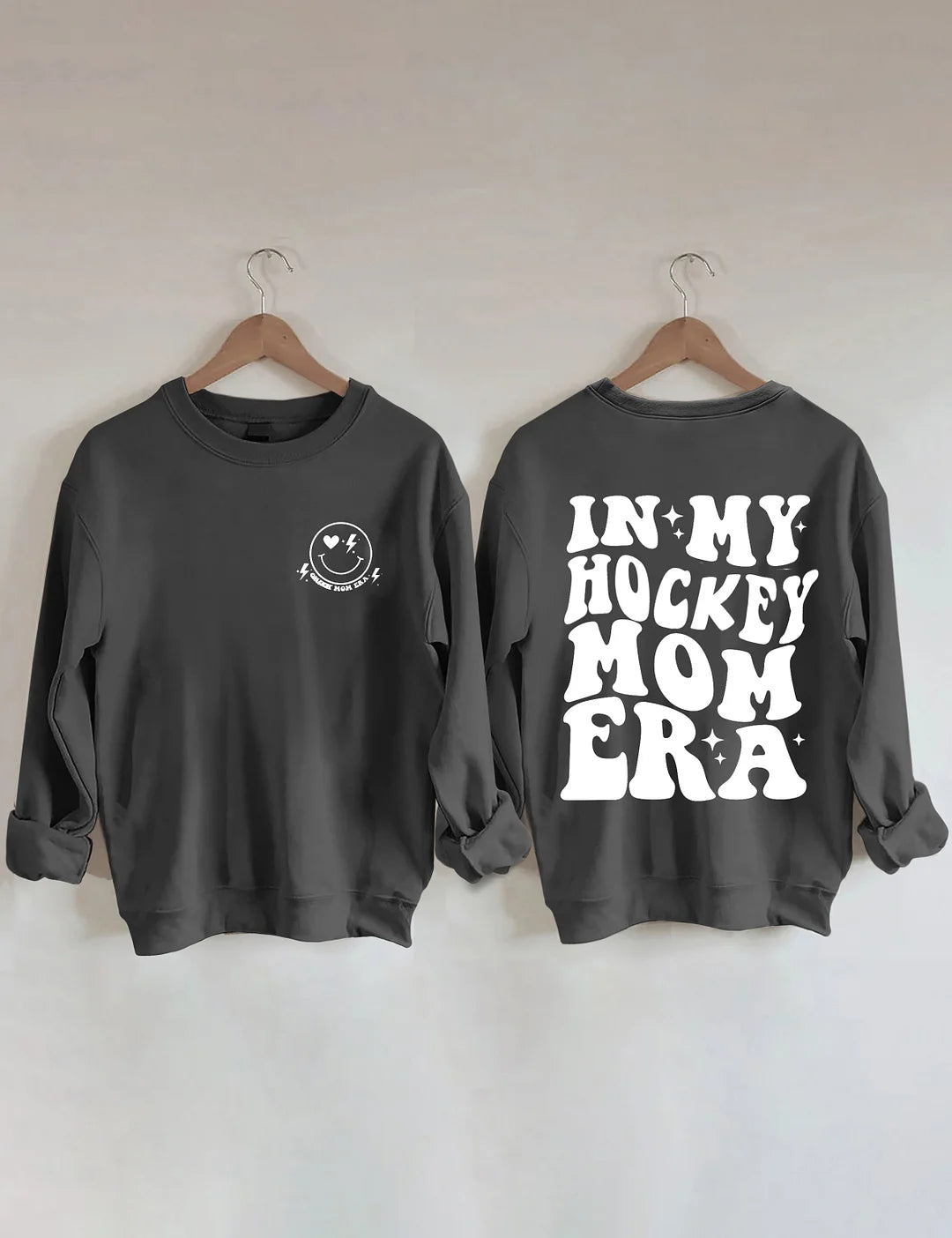 Hockey mom Eras Oversized Crewneck Adult Gray